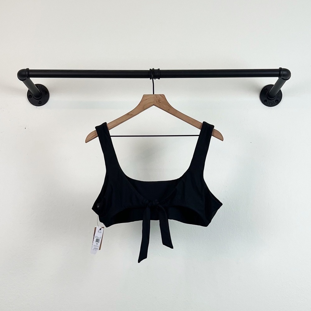 NWT Volcom Simply Seamless Scoop Neck Tie Back Bikini Top in Black - Picture 6 of 7